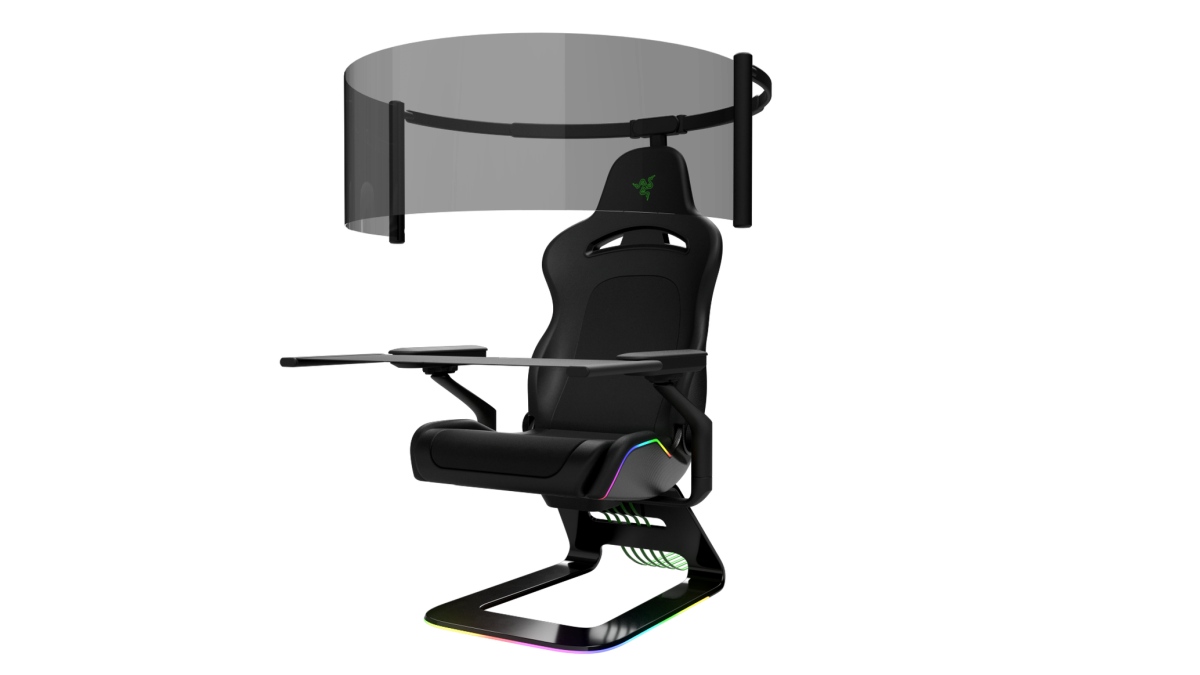 Концепт гејминг столчето на Razer има вграден заоблен 60-инчен OLED екран