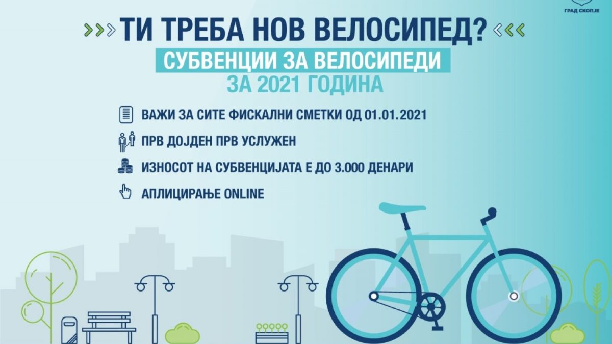 Град Скопје го објави повикот за субвенции за велосипеди и електрични тротинети